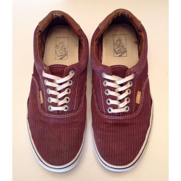 Vans Sneakers Mens 9 Burgundy Striped Canvas Low Top Lace Skate Retro Old Skool - Picture 4 of 12